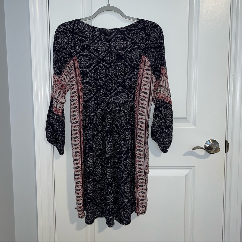 American Eagle Outfitters Navy and Red Printed Boho Tunic - Picture 3 of 8
